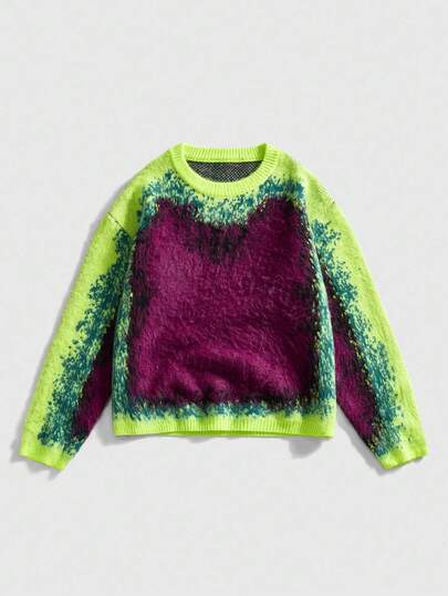 Street Life Jersey de manga larga de punto jacquard con corte holgado, estilo grunge, para otoño/invierno