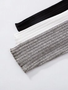 3pcs/Set Tween Girl Ribbed Knit Fitted Crew Neck Casual Long Sleeve T-Shirts Cozy Fall & Winter Styles Suitable For Autumn/Winter Daily Wear,Street Style, Home Long Sleeve Top Cute Tops Long Sleeve Tops Suitable For New Year, Daily, Celebration, Autumn & Winter For Easy Comfort, Autumn & Winter Layers, Stylish - Multicolor - View 4