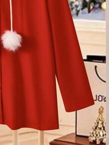 Lyxana Manteau casual à manches longues et à couleur contrastée pour femmes, moelleux, pour Noël - Rouge - Voir 3