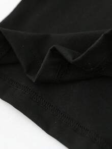 SHEIN Merry Christmas Toddler Boys' Fashionable Cartoon Santa Claus & Teddy Bear Graphic Letter Slogan Print Comfortable Basic Short Sleeve T-Shirt, Suitable For Christmas Party And All Seasons - Black - View 7