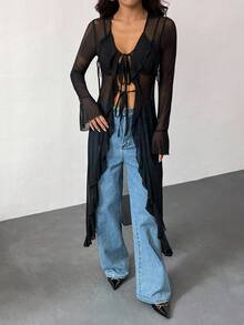 SHEIN PETITE Women's Autumn Contrast Ribbon Welt Bow Embroidery Casual Sports Jacket, Suitable For Going Out