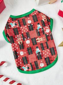 PETSIN ​Red Christmas Dog Shirt Santa Snowman Pattern​ Pet Clothes - Multicolor - View 1