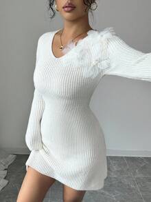 Selianne Nouvelle robe pull en tricot de style minimaliste pour femmes, mode chic et polyvalente européenne et américaine - Nude - Voir 3