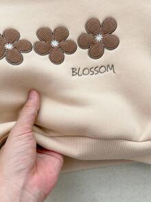 Blossori Bộ áo nỉ cổ tròn thêu hoa thanh lịch kiểu Pháp và quần dài cho bé gái - Nhiều màu - Xem 7