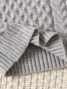 SHEIN Suéter de cuello alto oversize de unicolor para niñas preadolescentes, casual y versátil para otoño/invierno