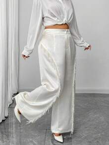 Elenzga Plus Size Women Shiny Sequin Party Pants - Beige - View 6