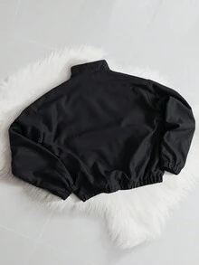 Claim Dot 男士撞色条纹拉链长袖户外防风夹克，秋季款 - 黑色 - 查看 3