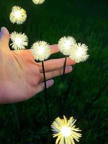 1 pieza Luz de estaca con diseño de diente de león alimentada por energía solar con 2 modos, diseño oscilante para decoración de jardín y ornamento de patio a prueba de agua, decoración de otoño, decoración del hogar, decoración exterior