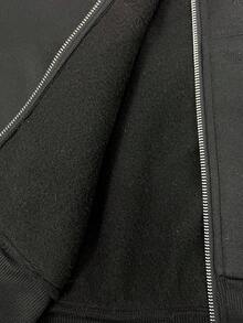 SHEIN 2件套青少年男童宽松字母图案连帽衫和运动裤套装 - 黑色 - 查看 5