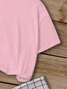 SHEIN 少女卡通印花短袖T恤短裤套装 - 彩色 - 查看 6