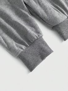 ROMWE Goth 女士落肩长袖休闲十字豹纹拼接卫衣 - 灰色 - 查看 4