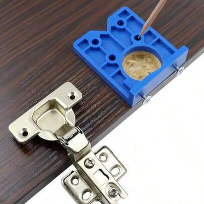 1/2 piezas Kit de plantilla para bisagras ocultas, juego de sierra perforadora de agujeros de madera de 35 mm, herramienta para carpintería para la instalación de bisagras de puertas de gabinetes y marcos frontales, bricolaje