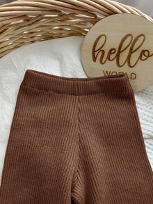 SHEIN Baby Girl Round Neck Flare Sleeve Buttoned Front Ruffle Trim Bow Decor Knit Sweater Set Autumn Winter Clothes For Women