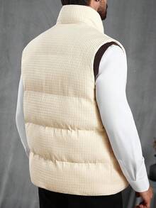 Manfinity CasualCool Men's Quilted Zip-Up Button Vest, Warm For Autumn/Winter - Beige - View 2