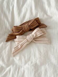 SHEIN 2pcs Baby Girls' Cute Ribbed Jumpsuit With 3D Floral Decor, Versatile For Autumn/Winter