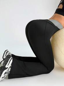 Dewbera Casual Versatile Contrast Waistband Yoga Sports Pants - Multicolor - View 7