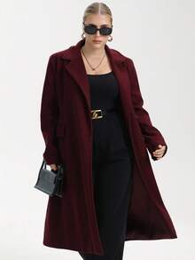 Aveloria Modichic Wine Red Minimalist Cut Blazer Collar Double-Breasted Design Side Flap Pockets Elegant Plus Size Women Jacket