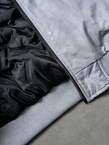 Manfinity Roghcode Men's Loose Hooded Long Sleeve Zip Up Windbreaker Jacket,Double-Zipper Design,Light Grey,Winter,Streetwear,Vacation,Fashionable Outdoor Outerwear,Gift - Light Grey - View 8