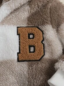 Playful Pals 幼儿男童休闲格子连帽拉链运动衫和松紧腰裤套装，冬季 - 卡其色 - 查看 8