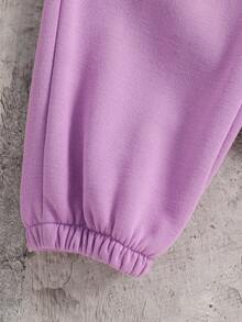 SHEIN Girls Brooklyn Print Thermal Lined Crew Neck Long Sleeve Sweatshirt Set - Multicolor - View 6