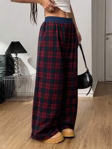 Tween Girls' Casual Plaid Straight Leg Woven Pants