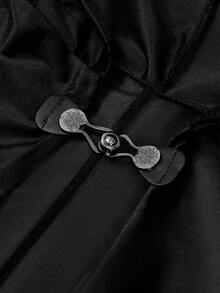 ROMWE Goth 1pc Dark Medieval Knight Warrior Viking Style Cloak Cape, Halloween Masquerade Party Stage Performance Costume Prop Black Cape - Black - View 12