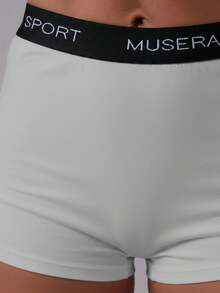 Musera Sport 运动高腰合身无缝塑形短裤活力健身房锻炼夏季 Padel 俱乐部健身房健身 - 淺灰色 - 查看 6