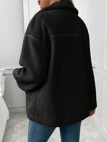 SHEIN Chaqueta de maternidad de unicolor, minimalista, de uso diario, con cremallera y cálida, 3 en 1 - Negro - Ver 2