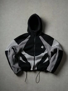 PAVTROS Color Block Patchwork Men's Hooded Long Sleeve Jacket, Zip Up Street Wear Jacket