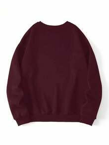 INAWLY Women's Solid Color Round Neck Loose Fit Casual Sweatshirt