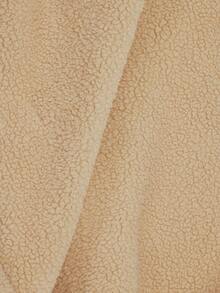 SHEIN ICON 女式仿皮毛内衬复古做旧棕色翻领皮夹克，秋冬款 - 棕色 - 查看 12