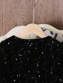 Girls' Black Sequin Jacket, New Autumn/Winter 2015 Tween Girl Outerwear, Party Jacket - Black - View 4