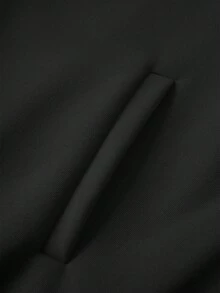 Manfinity Campus Court 男士字母印花前开襟纽扣休闲长袖保暖夹克，复古风，秋冬季保暖夹克 - 黑色 - 查看 3