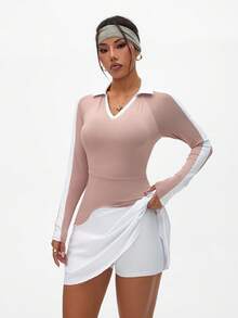 Gameset SHEIN Sport 女式拼色长袖运动连衣裙 - 彩色 - 查看 4
