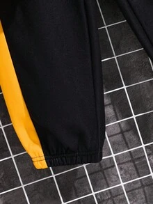SHEIN 2 件儿童/青少年男童休闲日常舒适电子游戏图案连帽运动衫和慢跑裤套装 - 彩色 - 查看 6