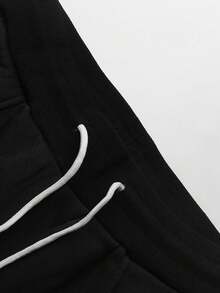 Manfinity Homme 男式 A114 黑色连帽长袖抽绳口袋运动衫休闲套装 - 黑色 - 查看 4