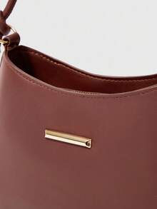 SHEIN BAE Fashion Minimalist Style Simple Women Shoulder Bag, Underarm Handbag, Color Block Black And White Women Crossbody Bag - Coffee Brown - View 5