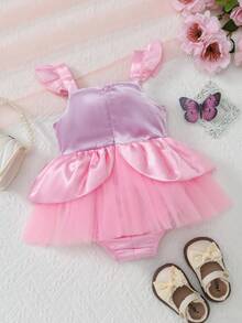 SHEIN Playful Pals Prinzessin Blau Palast Stil Strass Mesh Baby Kleid