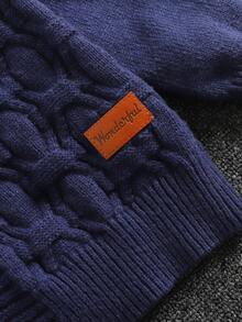 SHEIN Kardigan z długim rękawem i naszywkami dla chłopców w wieku tween