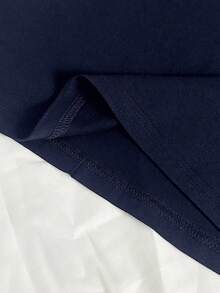 StreetHx 女式夏季 V 领修身 T 恤，带十字刺绣，朋克亚文化动漫刺绣 T 恤，海军蓝短袖 V 领 - 藏蓝色 - 查看 3