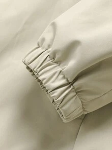 Manfinity Homme 宽松男士字母图案拉链连帽夹克，户外风衣（不含T恤） - 杏色 - 查看 6