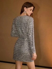 MOTF PREMIUM ĐẦM MINI SEQUIN THÊU SEQUIN DỰ TIỆC COCKTAIL THỜI TRANG - Xám - Xem 3