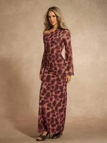 Chiquease Women's Sexy Party One-Shoulder Ruched Dress, Leopard Print - Multicolor - View 5
