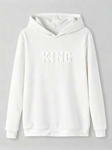Teen Boy Casual Embossed Letter Sweatshirt - White - View 1