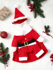PETSIN Christmas Pet Cosplay Santa Claus Costume - Pet Doing Funny Upright Pose - Red - View 2