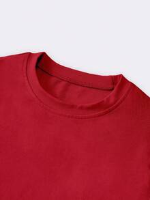 INAWLY 红色加大码女式修身圆领短袖T恤 - 紅色 - 查看 4