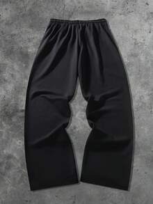 ROMWE MEN Street Life Calça de Moletom Reta com Aplicação de Strass Estilosa e Urbana - Preto - Visão 2