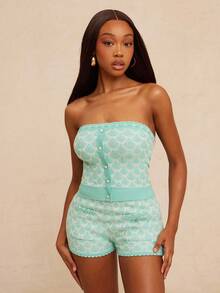 NYA SZN Top Strapless Knit Beach Summer Poolside Beach Classy Chic PastelFor Women - Blue - View 3