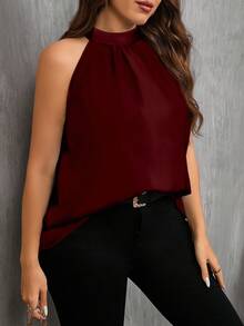 EMERY ROSE 大码休闲简约衬衫，适合夏季 - 酒紅色 - 查看 5