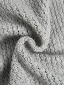 SHEIN Unity Nuevo suéter falda de corte recto y ajustado con abertura lateral, estilo minimalista y floral gris para otoño/invierno - Gris - Ver 7